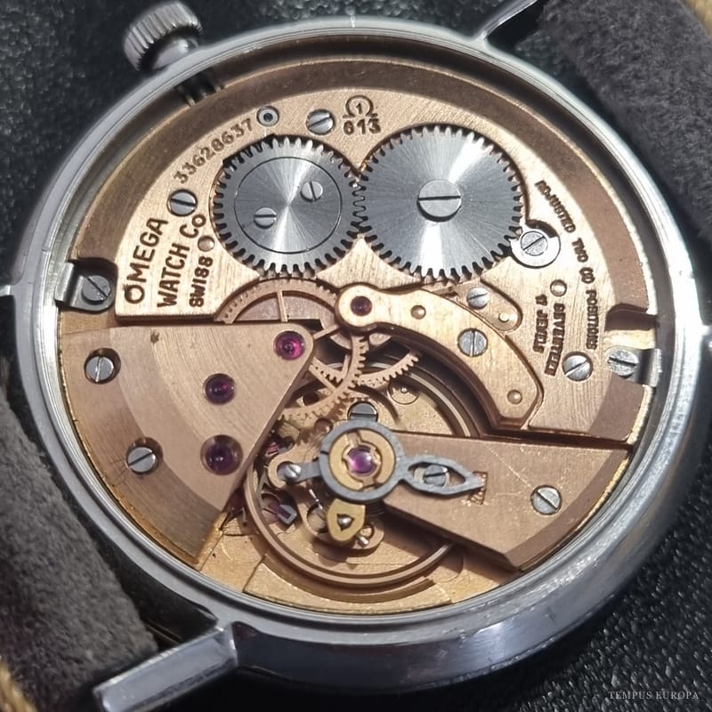 Omega calibre 613 movement, opened and seen from the bridge side